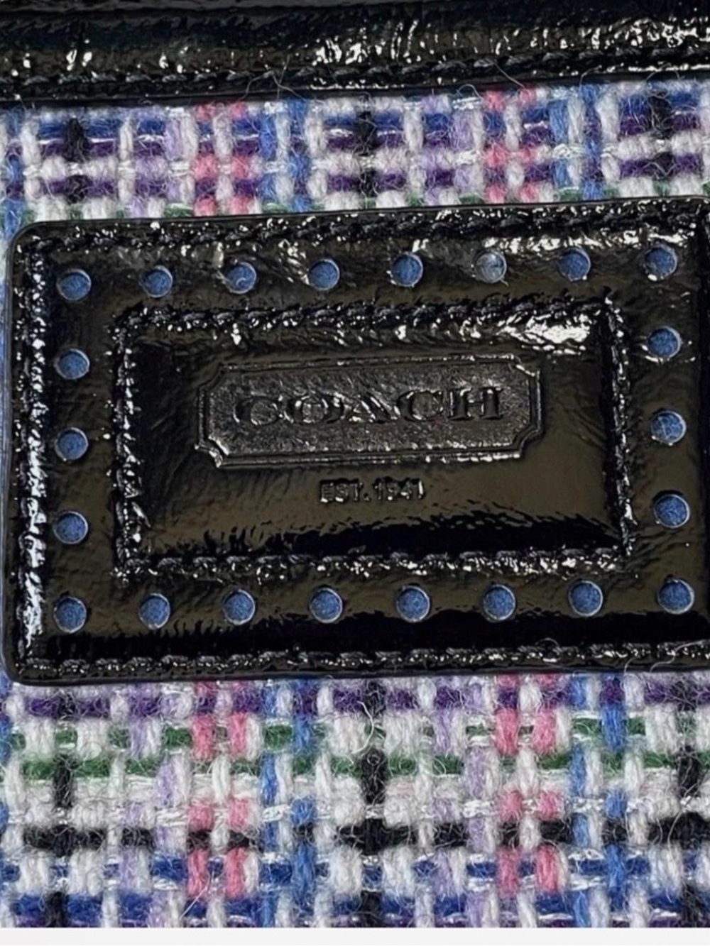 Coach Gallery Tote F17699 Multi-Color Tweed Patent Leather Bag - Picture 3 of 5